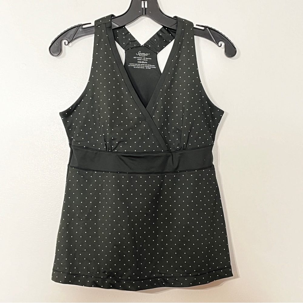 Soma Intimates Polka Dot Sleeveless V Neck Crossback Athletic Top